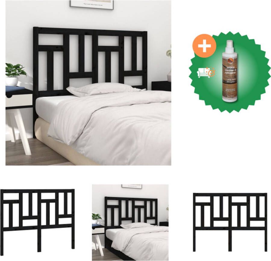 VidaXL Hoofdbord 165-5x4x100 cm massief grenenhout zwart Bedonderdeel Inclusief Houtreiniger en verfrisser