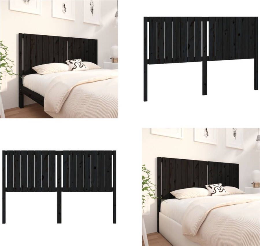 VidaXL Hoofdbord 165-5x4x100 cm massief grenenhout zwart Hoofdbord Hoofdborden Hoofdeinde Houten Hoofdbord - Foto 4