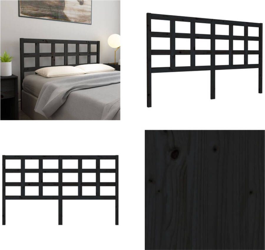 VidaXL Hoofdbord 165-5x4x100 cm massief grenenhout zwart Hoofdbord Hoofdborden Hoofdeinde Houten Hoofdbord - Foto 5
