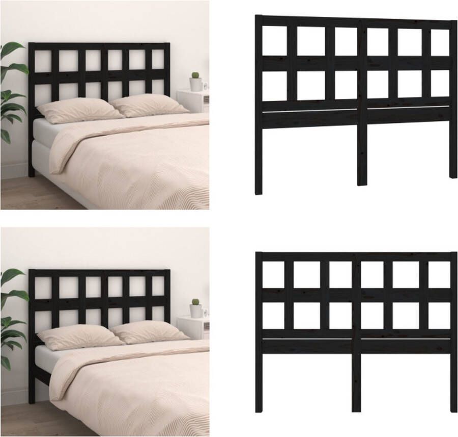 VidaXL Hoofdbord 165-5x4x100 cm massief grenenhout zwart Hoofdbord Hoofdborden Hoofdeinde Houten Hoofdbord - Foto 2