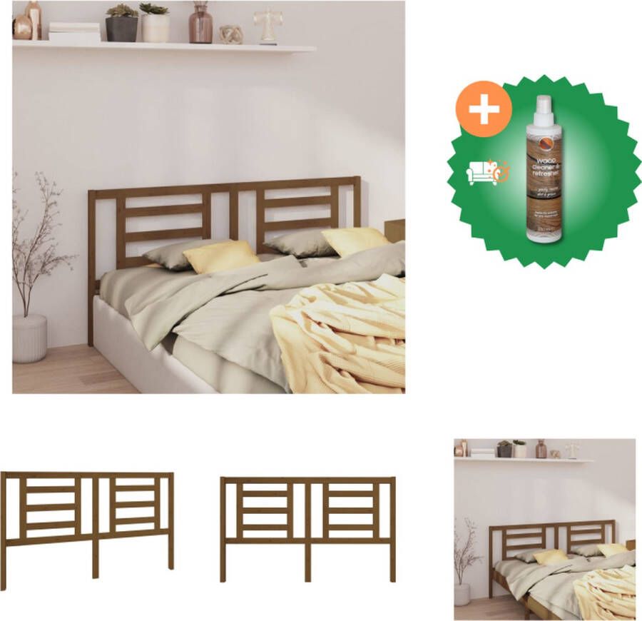 VidaXL Houten Hoofdeinde Klassieke Uitstraling Bedframe Afmetingen- 166 x 4 x 100 cm Kleur- Honingbruin Bedonderdeel Inclusief Houtreiniger en verfrisser - Foto 3
