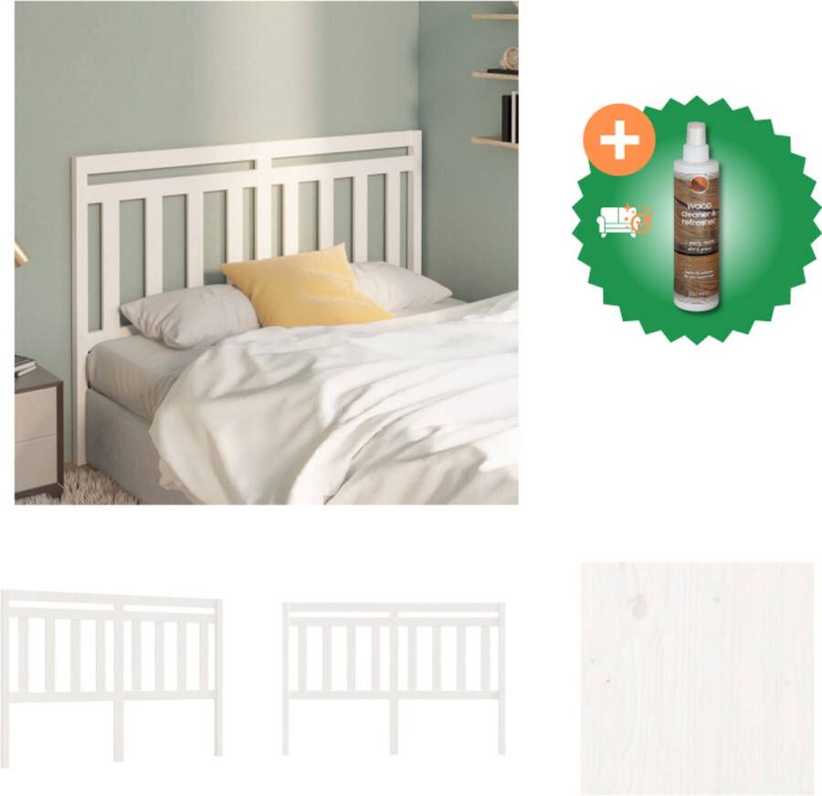 VidaXL Houten Hoofdeinde Klassieke Uitstraling Hoofdbord 166 x 4 x 100 cm (B x D x H) Wit Grenenhout Bedonderdeel Inclusief Houtreiniger en verfrisser