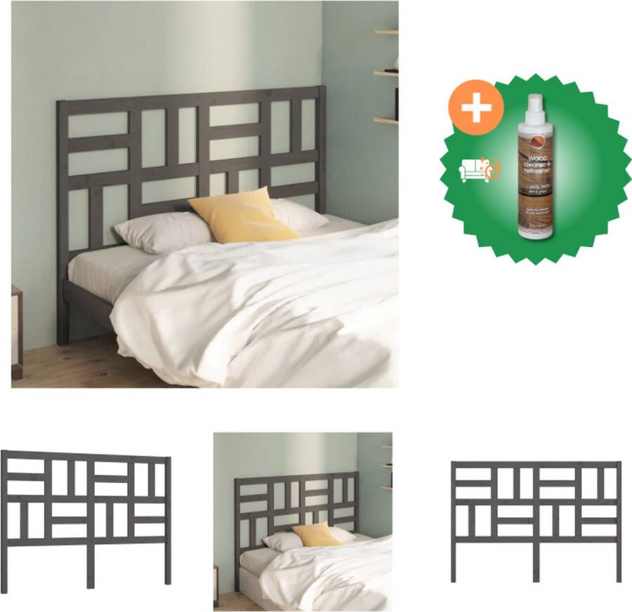 VidaXL Hoofdbord 166x4x104 cm massief grenenhout grijs Bedonderdeel Inclusief Houtreiniger en verfrisser