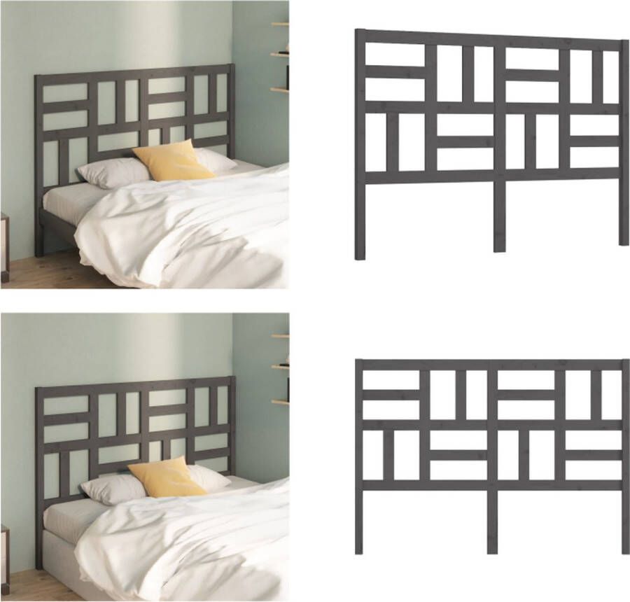 VidaXL Hoofdbord 166x4x104 cm massief grenenhout grijs Hoofdbord Hoofdborden Hoofdeinde Houten Hoofdbord