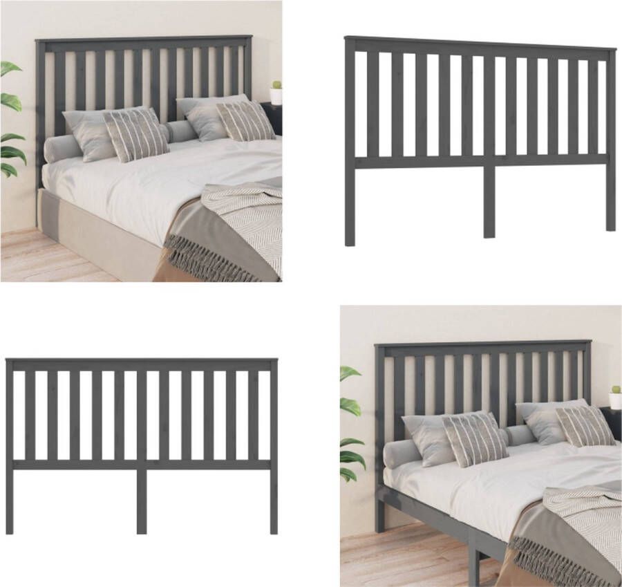 VidaXL Hoofdbord 166x6x101 cm massief grenenhout grijs Hoofdbord Hoofdborden Hoofdeinde Houten Hoofdbord