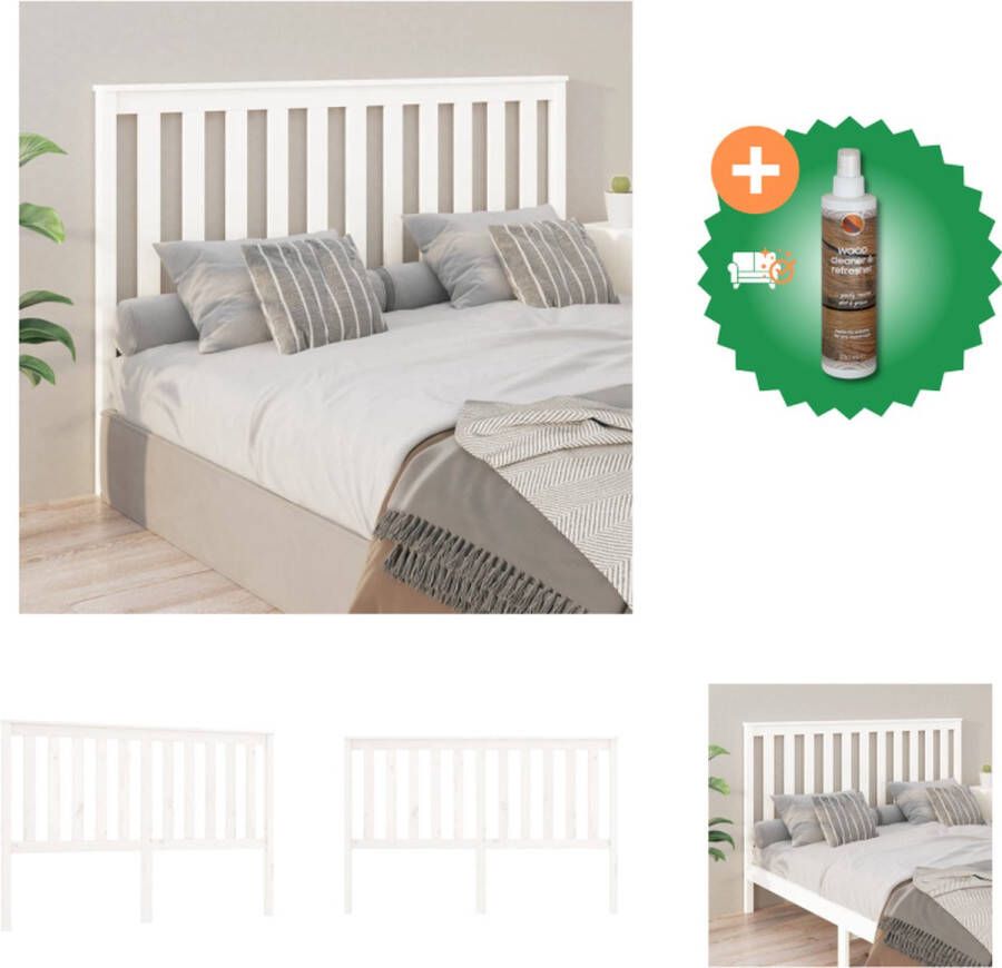 VidaXL Hoofdbord 166x6x101 cm massief grenenhout wit Bedonderdeel Inclusief Houtreiniger en verfrisser