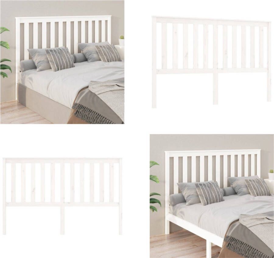 VidaXL Hoofdbord 166x6x101 cm massief grenenhout wit Hoofdbord Hoofdborden Hoofdeinde Houten Hoofdbord