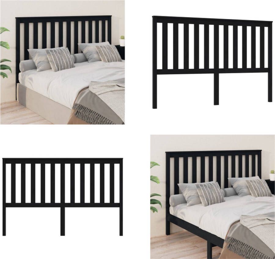 VidaXL Hoofdbord 166x6x101 cm massief grenenhout zwart Hoofdbord Hoofdborden Hoofdeinde Houten Hoofdbord