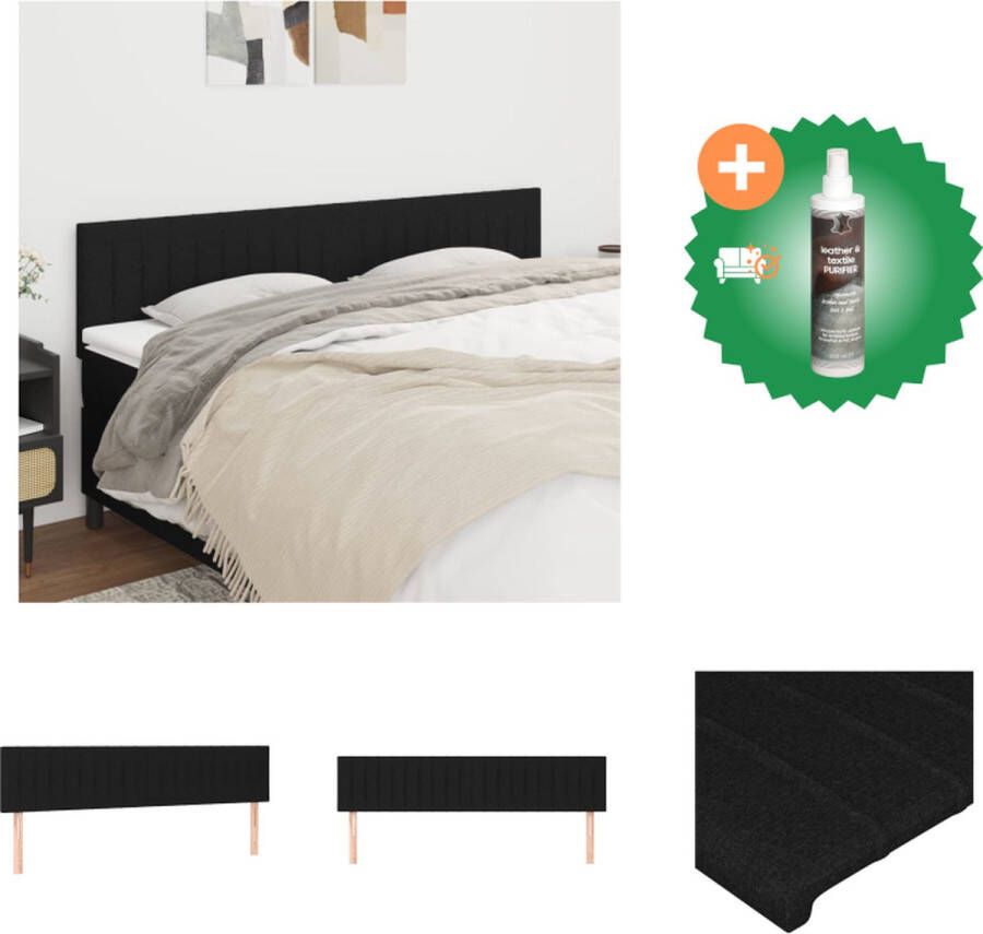 VidaXL Hoofdbord Hoofdeind Zwart stof 90 x 5 x 118 128 cm Verstelbare hoogte Bedonderdeel Inclusief Reiniger - Foto 2