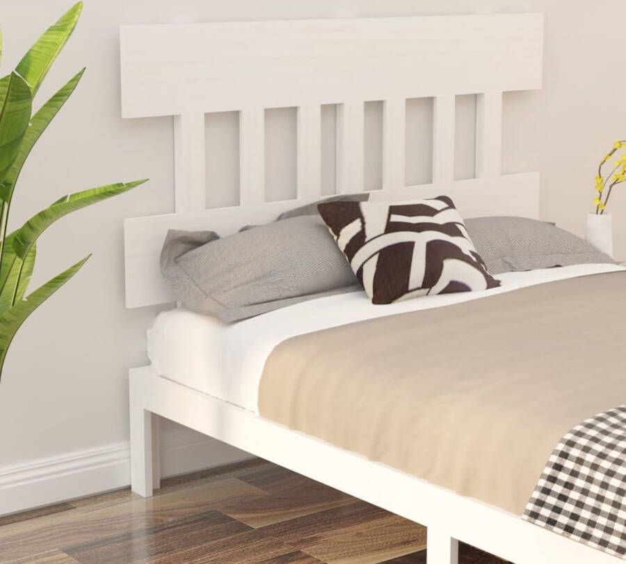 VidaXL Hoofdbord 183 5x3x81 cm massief grenenhout wit - Foto 2