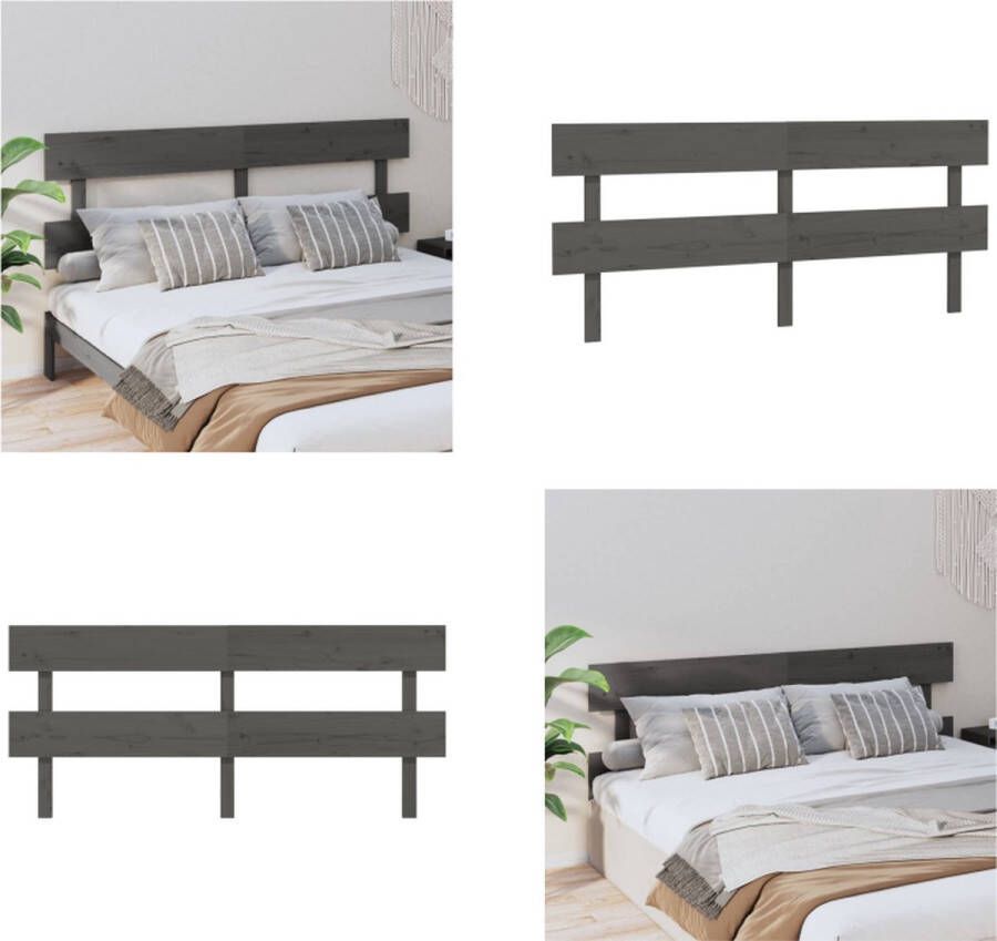 VidaXL Hoofdbord 184x3x81 cm massief grenenhout grijs Hoofdbord Hoofdborden Hoofdeinde Houten Hoofdbord