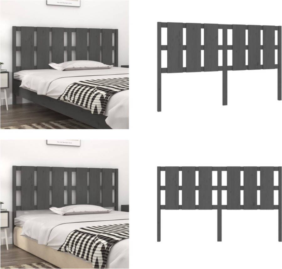 VidaXL Hoofdbord 185 5x4x100 cm massief grenenhout grijs Hoofdbord Hoofdborden Hoofdeinde Houten Hoofdbord - Foto 4