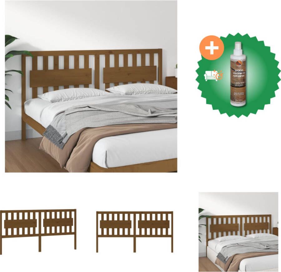 VidaXL Houten Hoofdeinde Hoofdbord 185.5 x 4 x 100 cm Massief Grenenhout Bedonderdeel Inclusief Houtreiniger en verfrisser