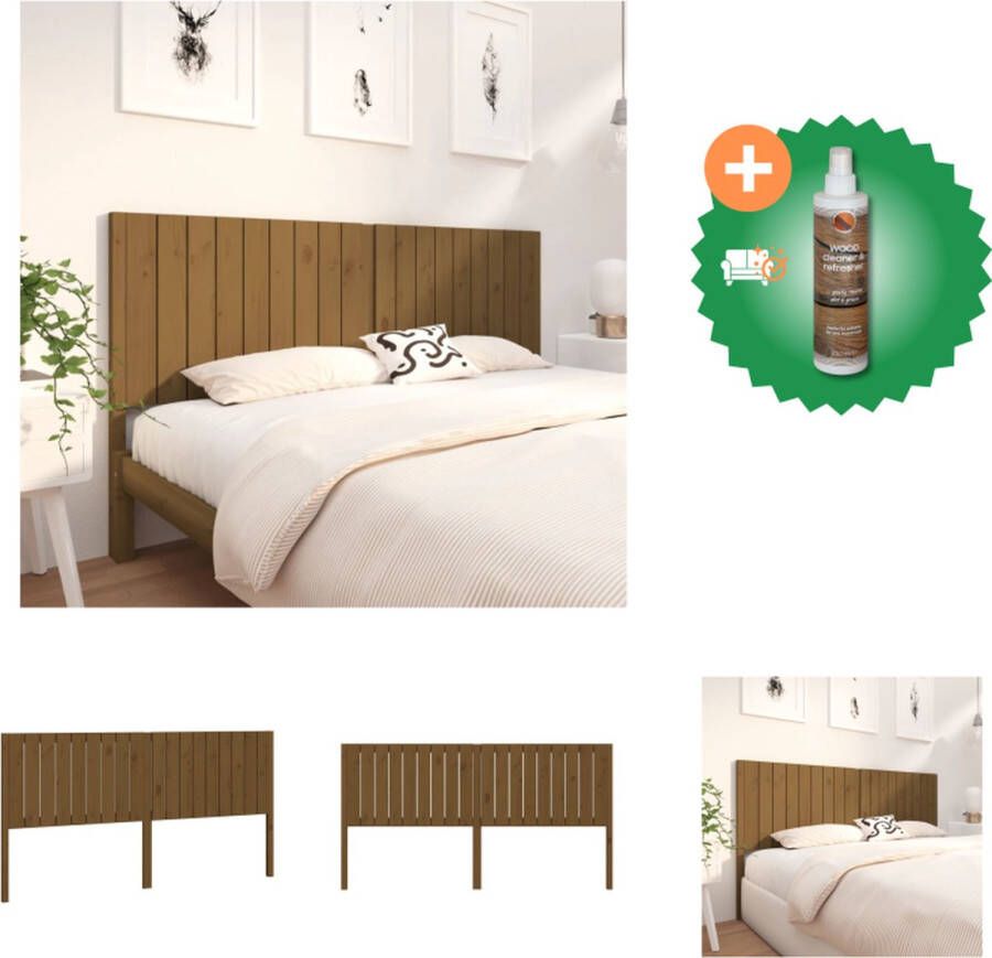 VidaXL Hoofdbord 185-5x4x100 cm massief grenenhout honingbruin Bedonderdeel Inclusief Houtreiniger en verfrisser
