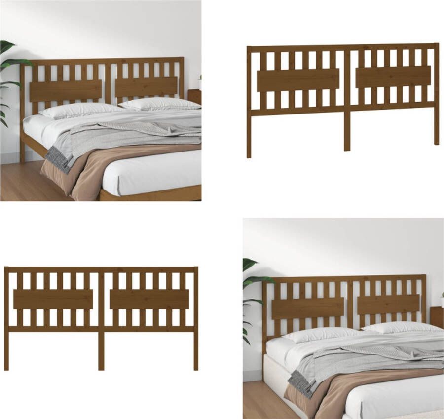 VidaXL Hoofdbord 185 5x4x100 cm massief grenenhout honingbruin Hoofdbord Hoofdborden Hoofdeinde Houten Hoofdbord - Foto 5