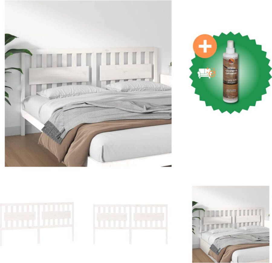 VidaXL Houten Hoofdbord Wit 185.5x4x100 cm Massief grenenhout Rustieke charme Bedonderdeel Inclusief Houtreiniger en verfrisser - Foto 3