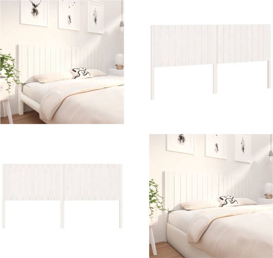 VidaXL Hoofdbord 185-5x4x100 cm massief grenenhout wit Hoofdbord Hoofdborden Hoofdeinde Houten Hoofdbord - Foto 6