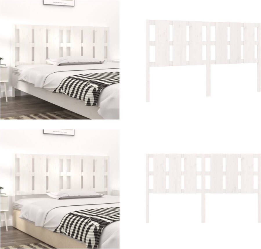 VidaXL Hoofdbord 185-5x4x100 cm massief grenenhout wit Hoofdbord Hoofdborden Hoofdeinde Houten Hoofdbord - Foto 5