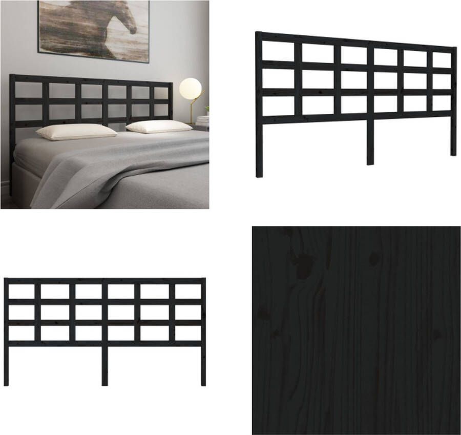 VidaXL Hoofdbord 185-5x4x100 cm massief grenenhout zwart Hoofdbord Hoofdborden Hoofdeinde Houten Hoofdbord - Foto 7
