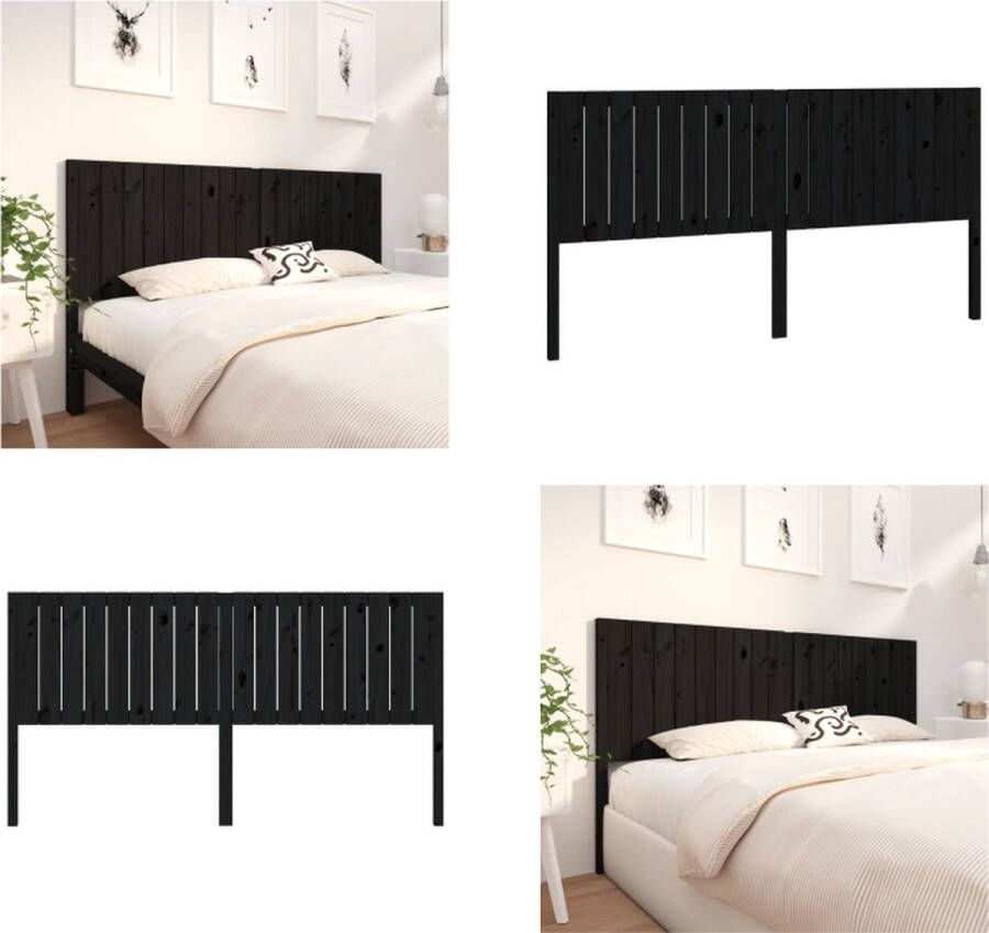 VidaXL Hoofdbord 185-5x4x100 cm massief grenenhout zwart Hoofdbord Hoofdborden Hoofdeinde Houten Hoofdbord