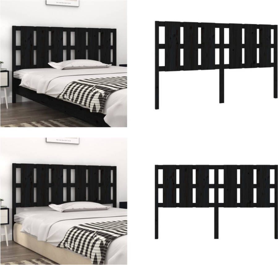 VidaXL Hoofdbord 185-5x4x100 cm massief grenenhout zwart Hoofdbord Hoofdborden Hoofdeinde Houten Hoofdbord - Foto 6