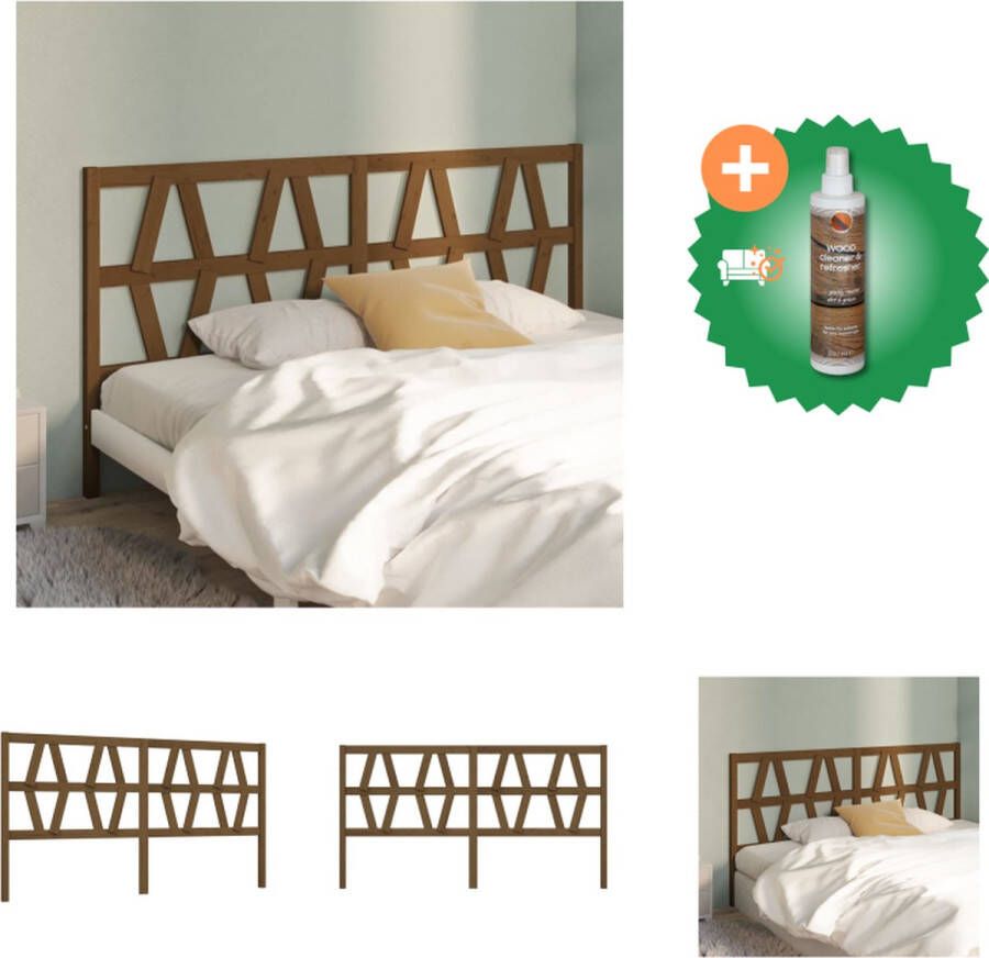VidaXL Houten Hoofdeinde Hoofdbord 186 x 4 x 100 cm Honingbruin Bedonderdeel Inclusief Houtreiniger en verfrisser