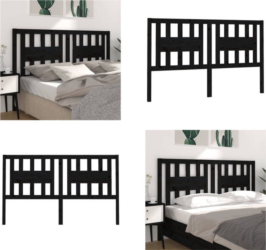 VidaXL Hoofdbord 186x4x100 cm massief grenenhout zwart Hoofdbord Hoofdborden Hoofdeinde Houten Hoofdbord