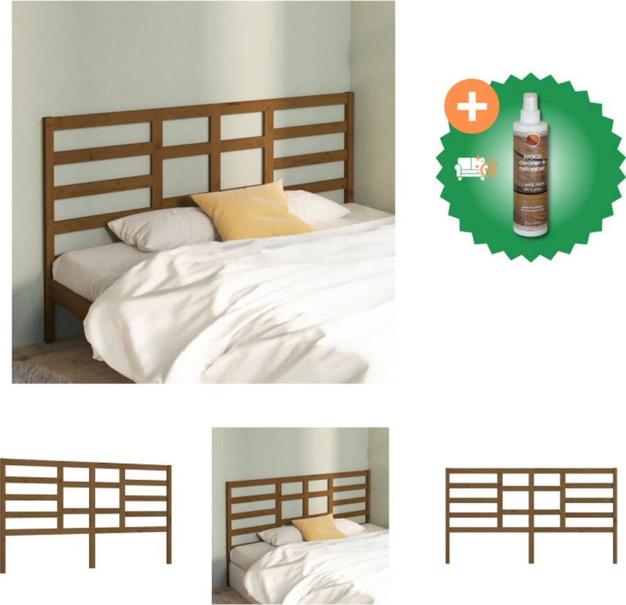 VidaXL Hoofdbord 186x4x104 cm massief grenenhout honingbruin Bedonderdeel Inclusief Houtreiniger en verfrisser