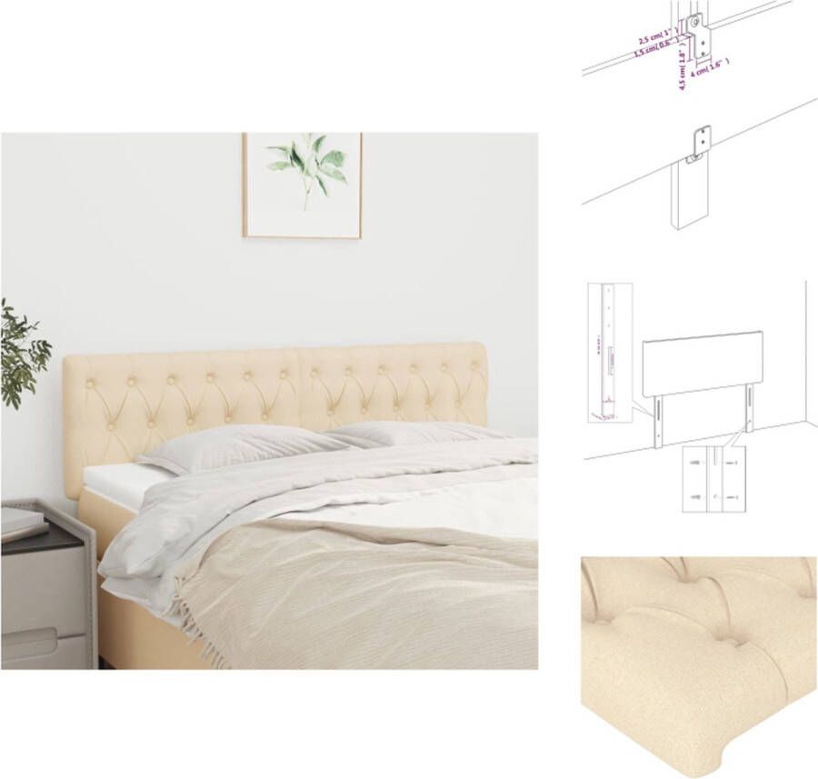 VidaXL Hoofdbord Hoofdborden Hoofdeinde Houten Hoofdbord Hoofdborden 2 st 72x7x78 88 cm stof crèmekleurig - Foto 2