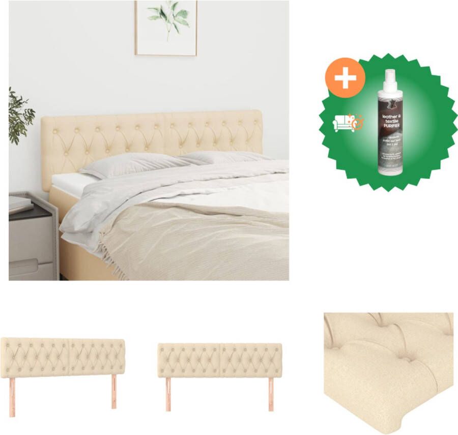 VidaXL Hoofdbord 2 stuks Crème 144 x 7 x 78 88 cm Stof Hout Bedonderdeel Inclusief Reiniger