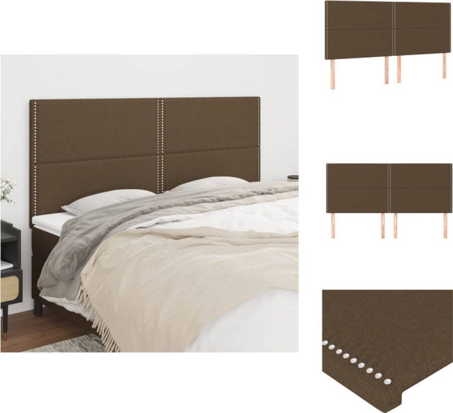 VidaXL Hoofdbord Klassiek Donkerbruin 200 x 5 x 118 128 cm Verstelbare Hoogte Stevige Poten Comfortabele Ondersteuning Bedonderdeel - Foto 2