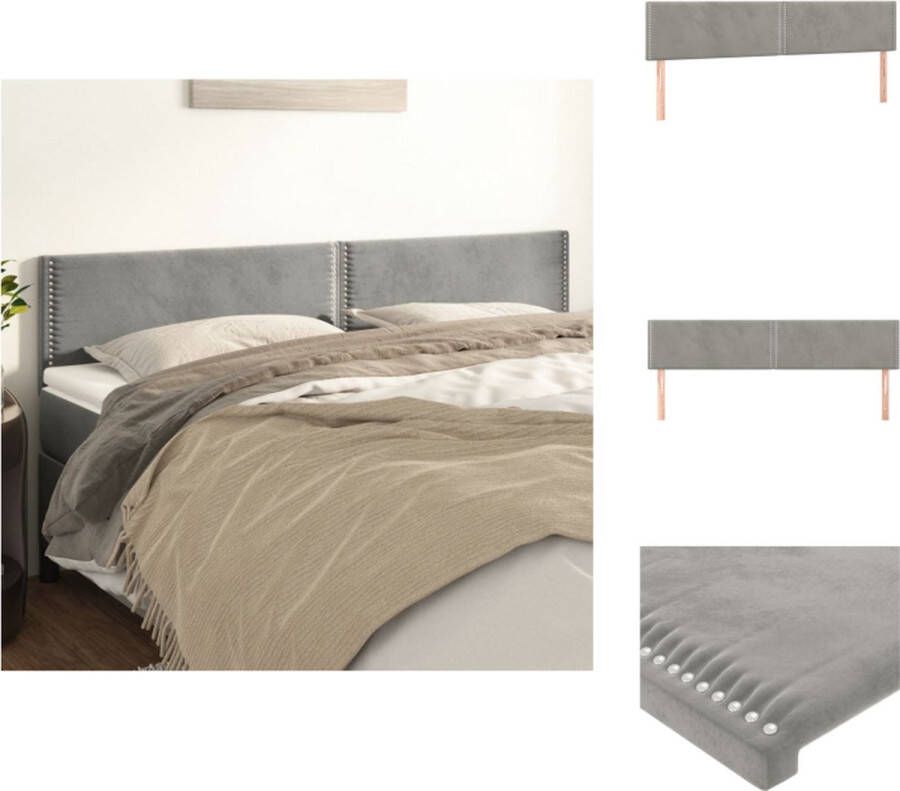 The Living Store Hoofdborden 2 st 100 x 5 x 78 88 cm fluweel lichtgrijs Hoofd Bord Hoofdkussen Velvet Grijs Beddecoratie - Foto 5