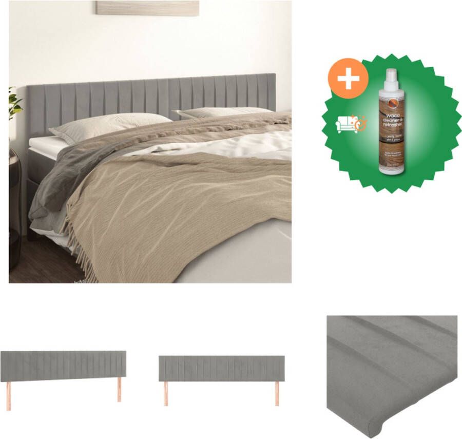 VidaXL Hoofdbord 200 x 5 x 78 88 cm Lichtgrijs Fluweel Houten Poten Verstelbaar Bedonderdeel Inclusief Houtreiniger en verfrisser