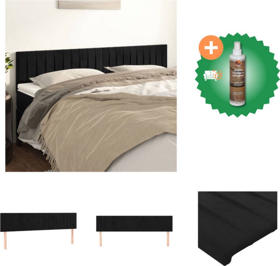 VidaXL Hoofdbord 200 x 5 x 78 88 cm Zwart fluweel Bedonderdeel Inclusief Houtreiniger en verfrisser