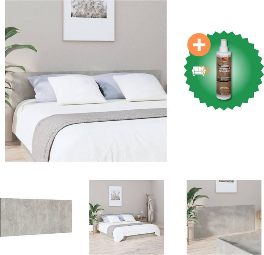 VidaXL Hoofdbord 200x1-5x80 cm bewerkt hout betongrijs Bedonderdeel Inclusief Houtreiniger en verfrisser