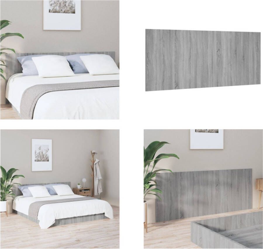 VidaXL Hoofdbord 200x1 5x80 cm bewerkt hout grijs sonoma eikenkleurig Hoofdbord Hoofdborden Hoofdeinde Houten Hoofdbord - Foto 2