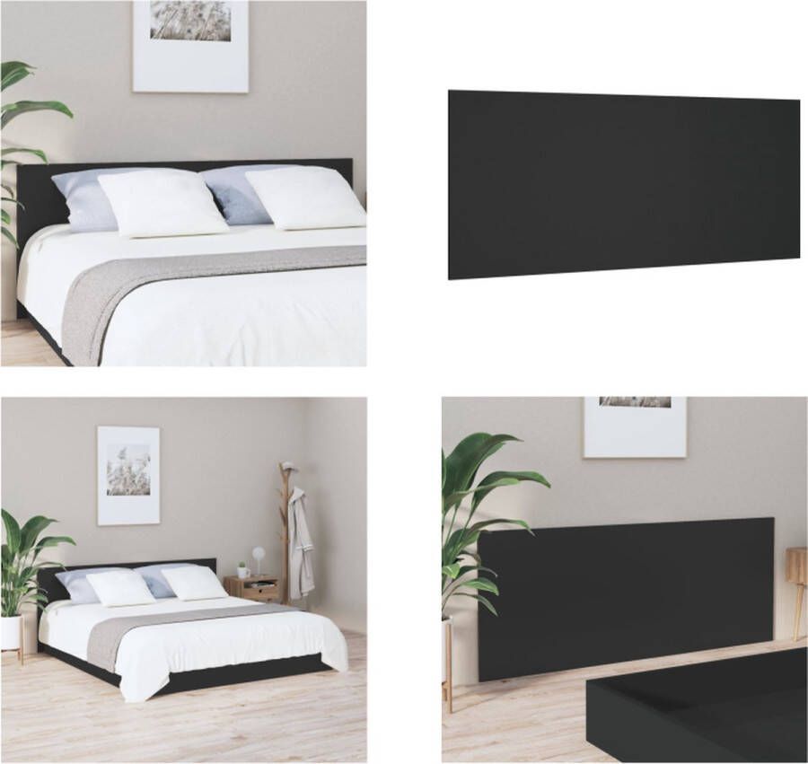 VidaXL Hoofdbord 200x1-5x80 cm bewerkt hout zwart Hoofdbord Hoofdborden Hoofdeinde Houten Hoofdbord