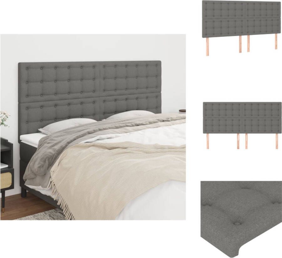 VidaXL Hoofdbord 200 x 5 x 118 128 cm Duurzaam materiaal Stevige poten Verstelbare hoogte Comfortabele ondersteuning Kleur- donkergrijs Bedonderdeel - Foto 2