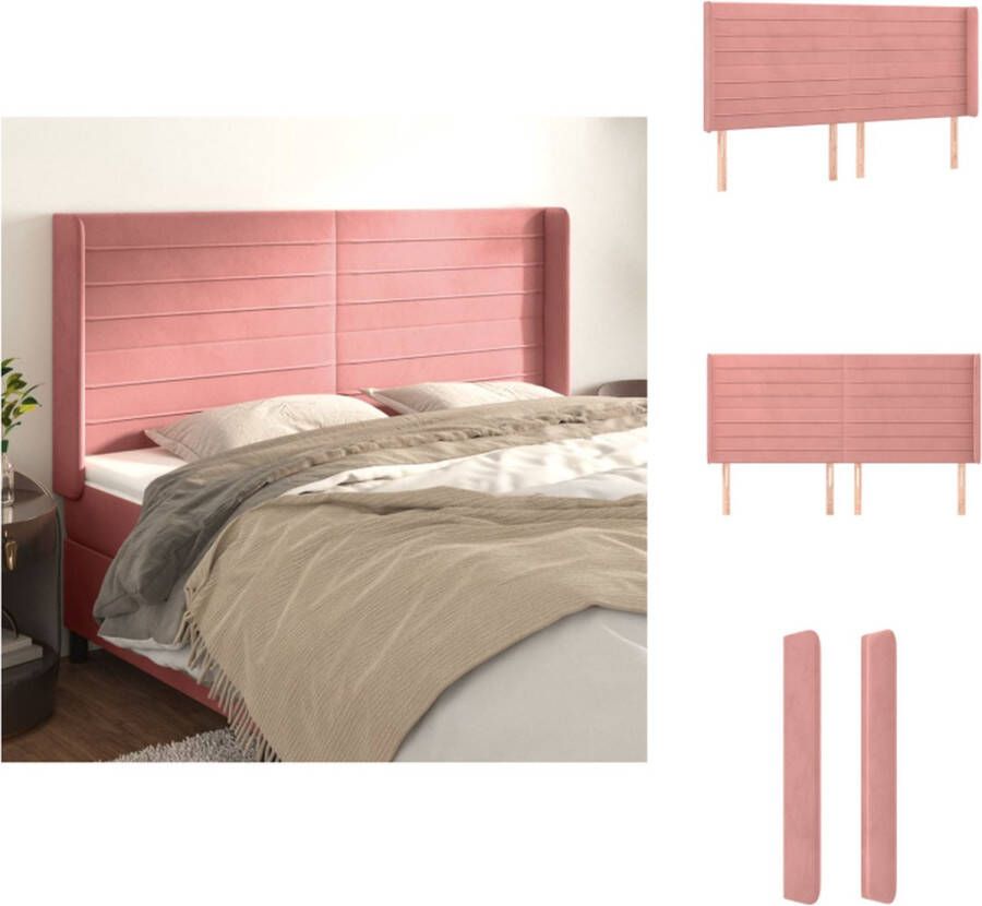VidaXL Hoofdbord Rozew Fluweel Verstelbare Hoogte Stevige Poten Comfortabele Ondersteuning 203x16x118 128 cm Bedonderdeel - Foto 2