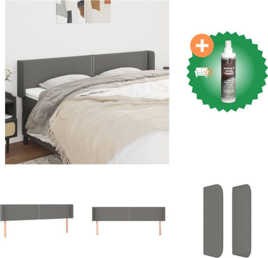 VidaXL Hoofdbord 203 x 16 x 78 88 cm Donkergrijs stof Verstelbare hoogte Stevige houten poten Comfortabele ondersteuning Bedonderdeel Inclusief Reiniger