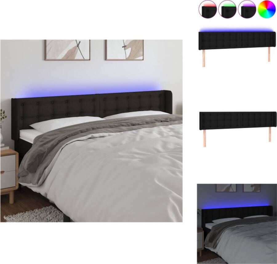 vidaXL Hoofdbord 203 x 16 x 78 88 cm Duurzaam Kleurrijke LED Verstelbaar Comfortabele ondersteuning Snijdbare LED-strip Zwart Bedonderdeel