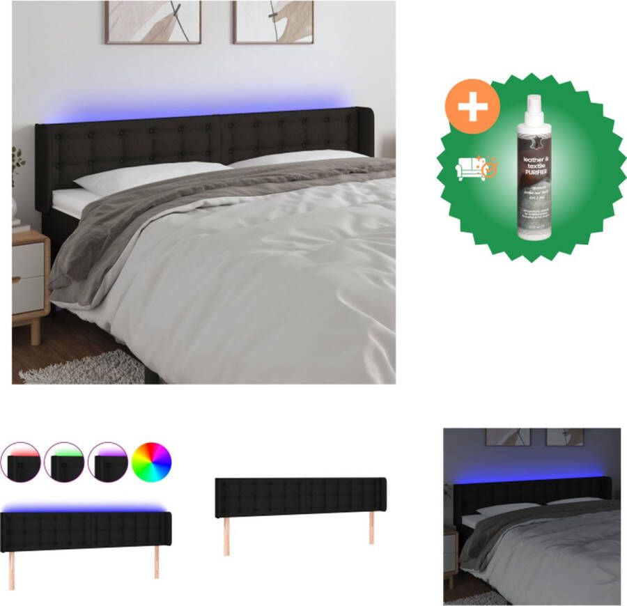 VidaXL Hoofdbord 203 x 16 x 78 88 cm Duurzaam Kleurrijke LED Verstelbaar Comfortabele ondersteuning Snijdbare LED-strip Zwart Bedonderdeel Inclusief Reiniger - Foto 1