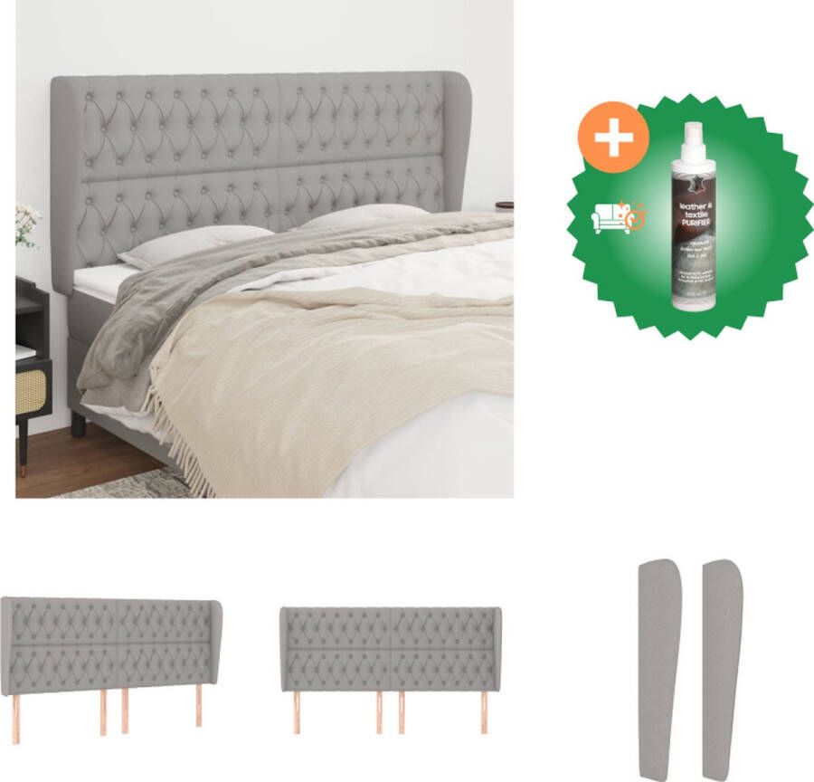 VidaXL Hoofdeind Bed 203x23x118 128 cm Lichtgrijs Duurzaam materiaal verstelbare hoogte en comfortabele ondersteuning Bedonderdeel Inclusief Reiniger