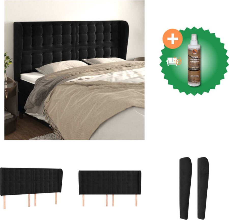 VidaXL Hoofdbord 203 x 23 x 118 128 cm Zacht fluweel Bedonderdeel Inclusief Houtreiniger en verfrisser