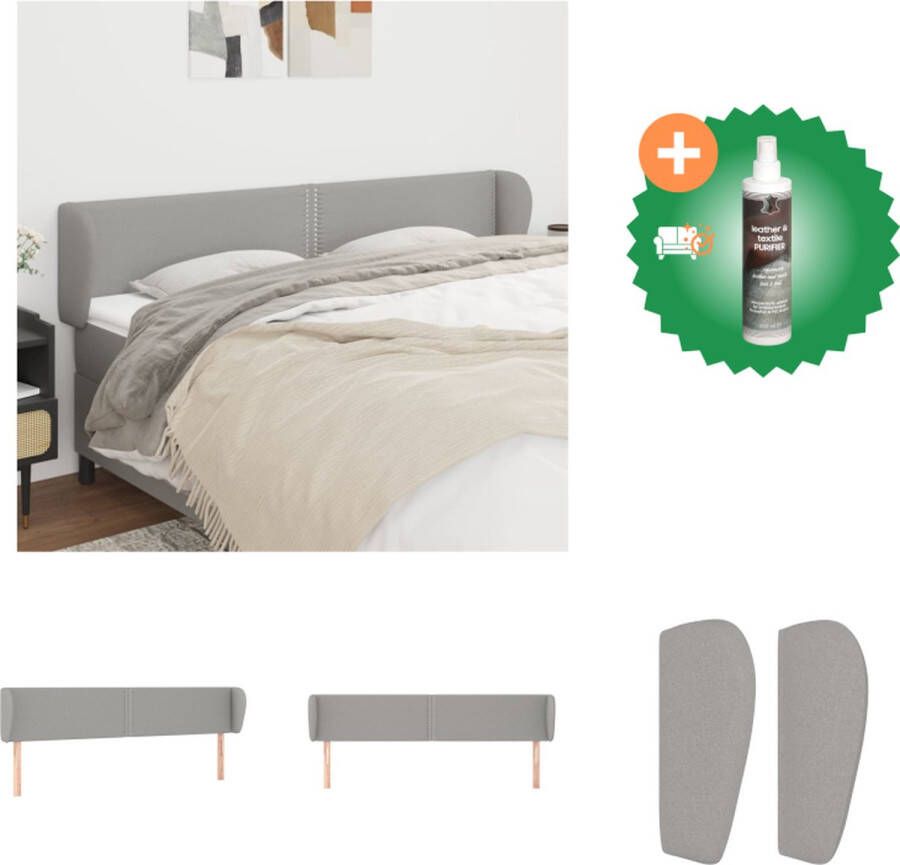 VidaXL Hoofdbord Lichtgrijs 203 x 23 x 78 88 cm Duurzaam materiaal Stevige houten poten Verstelbare hoogte Comfortabele ondersteuning Bedonderdeel Inclusief Reiniger