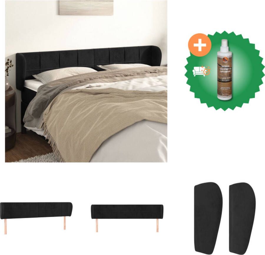 VidaXL Hoofdbord 203 x 23 x 78 88 cm Zwart fluweel Bedonderdeel Inclusief Houtreiniger en verfrisser - Foto 2