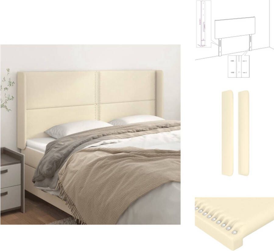 VidaXL Hoofdbord 203x16x118 128 cm Crème Kunstleer Hoogwaardig materiaal Schuimvulling Bedonderdeel