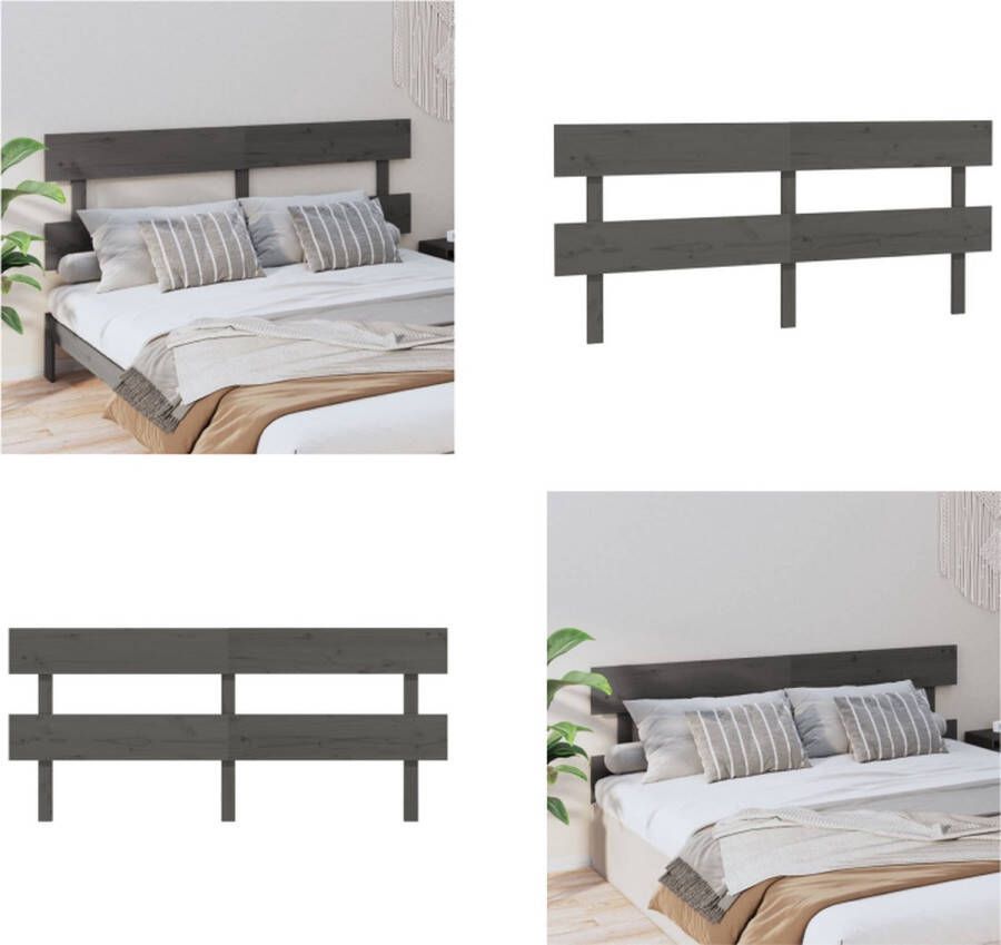 VidaXL Hoofdbord 204x3x81 cm massief grenenhout grijs Hoofdbord Hoofdborden Hoofdeinde Houten Hoofdbord