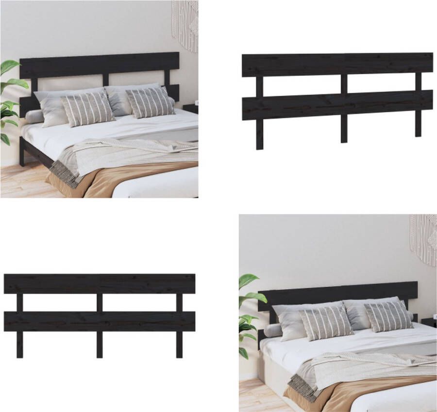 VidaXL Hoofdbord 204x3x81 cm massief grenenhout zwart Hoofdbord Hoofdborden Hoofdeinde Houten Hoofdbord