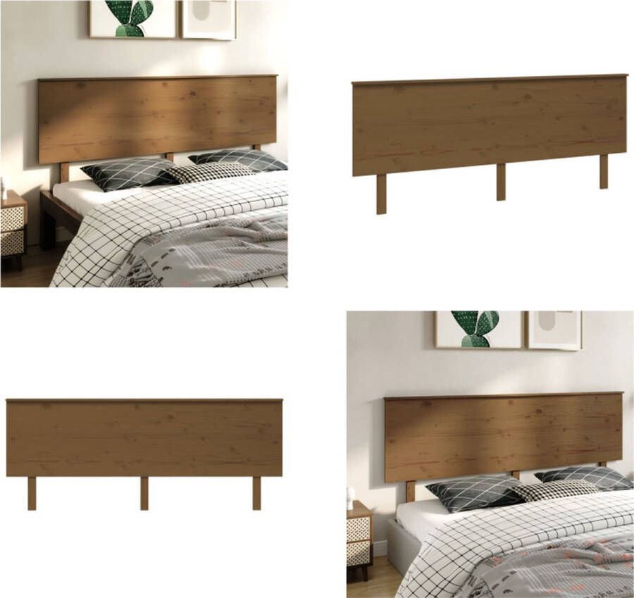 VidaXL Hoofdbord 204x6x82-5 cm massief grenenhout honingbruin Hoofdbord Hoofdborden Hoofdeinde Houten Hoofdbord